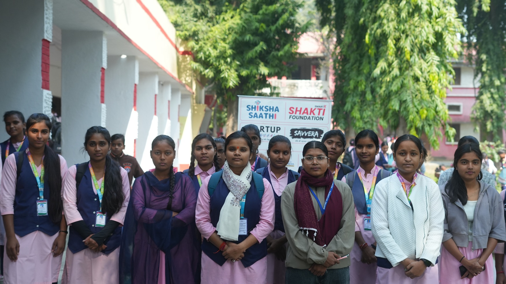 Student receiving Yuva Pratibha Pariksha question paper